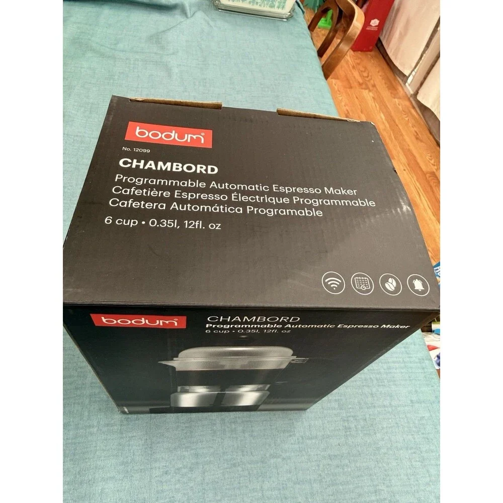 Bodum CHAMBORD 6-Cup Programmable Automatic Espresso Maker 12099-16TG Used Once